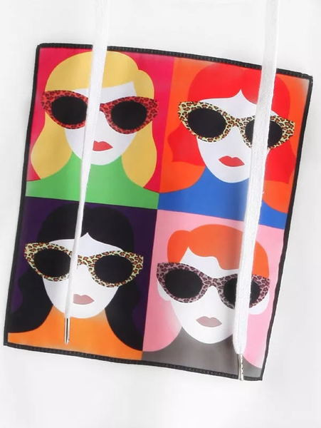 Γυναικεία σπορτ μπολούζα με κουκούλα σε λευκό χρώμα