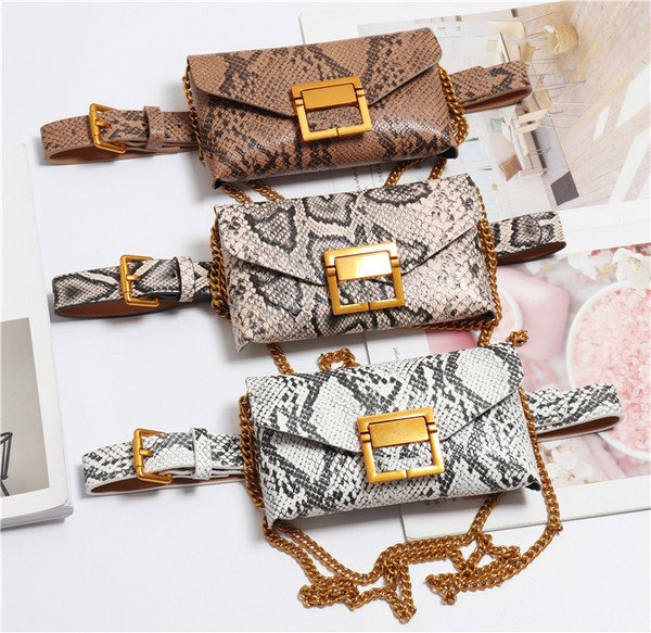 Μοντέρνα γυναικεία ζώνη με πορτοφόλι και μεταλλική αλυσίδα σε διάφορα χρώματα