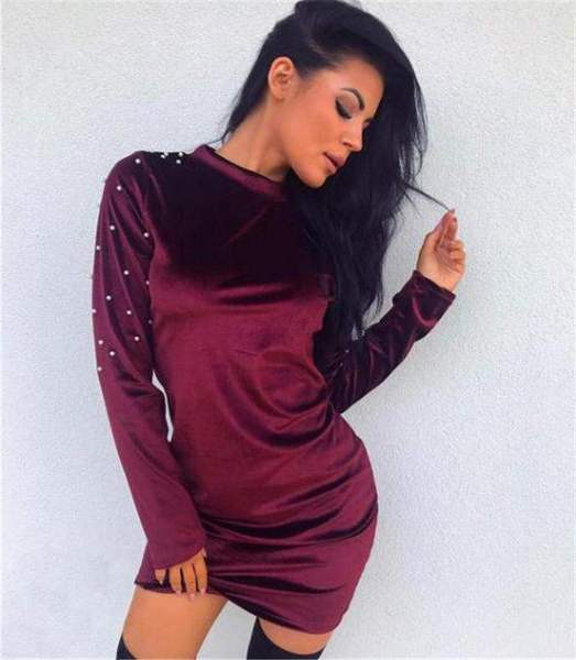 Κομψό γυναικείο φόρεμα βελούδινο  σε δύο χρώματα