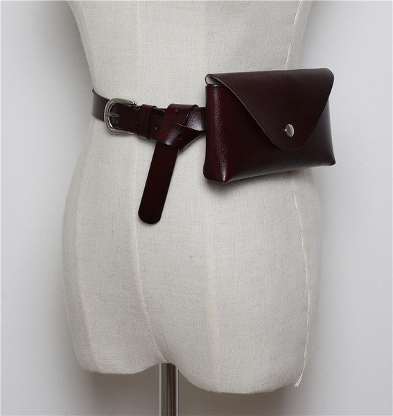 Модерен дамски колан с портфейл от кожа в няколко цвята