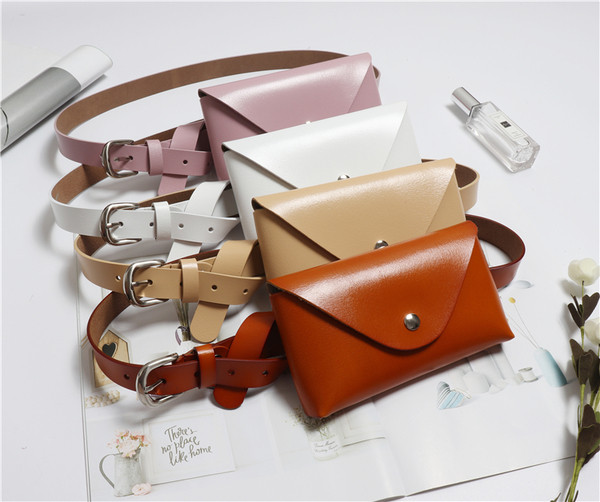 Модерен дамски колан с портфейл от кожа в няколко цвята