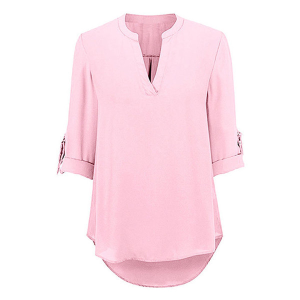 Стилна  дамска блуза с  V-образно деколте в няколко цвята 