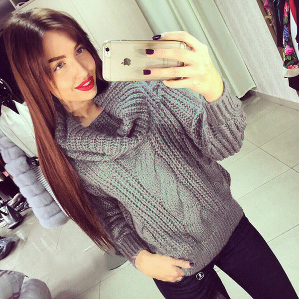 Μοντέρνο γυναικείο πουλόβερ με κολάρο σε διάφορα χρώματα