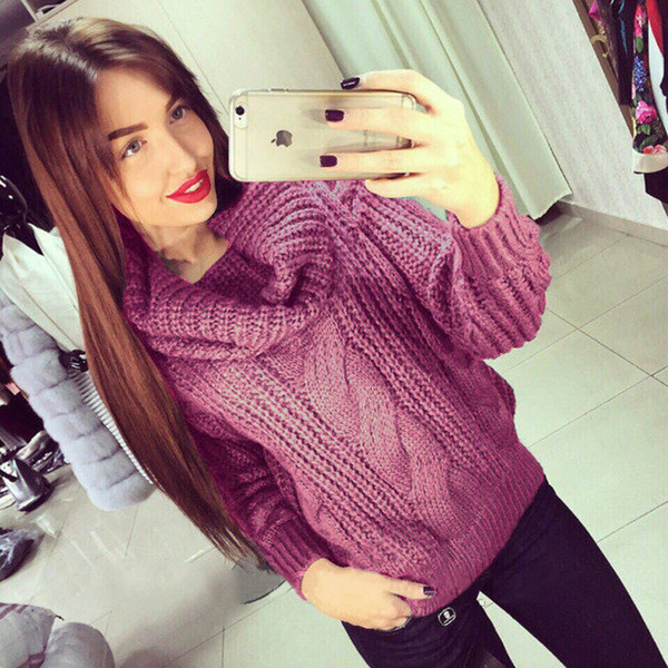 Μοντέρνο γυναικείο πουλόβερ με κολάρο σε διάφορα χρώματα