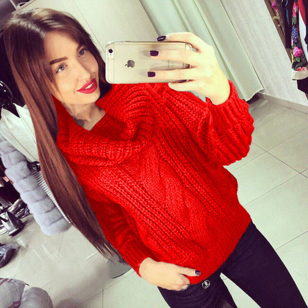 Μοντέρνο γυναικείο πουλόβερ με κολάρο σε διάφορα χρώματα