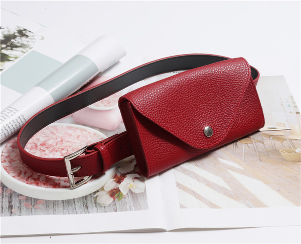 Ежедневен дамски колан с портфейл от еко кожа в няколко цвята