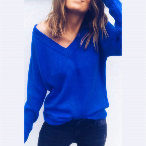 Γυναικείο πουλόβερ για το χειμώνα  με ντεκολτέ σε σχήμα V σε τέσσερα χρώματα