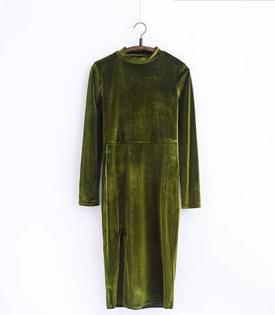 Rochie de dama eleganta din catifea cu fanta in mai multe culori