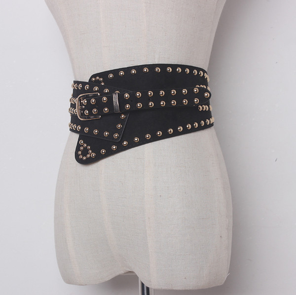 Modern női öko velúr öv fém elemekkel fekete színben