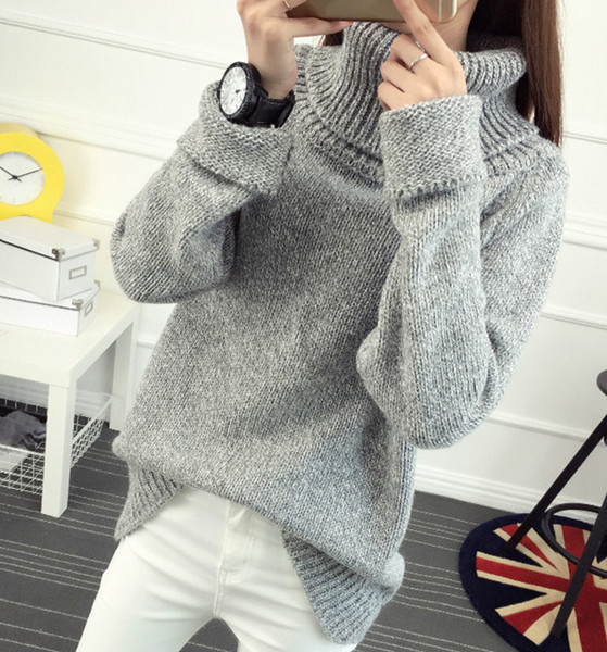 Κομψό γυναικείο πουλόβερ  με υψηλό κολάρο κολάρο σε τρία χρώματα