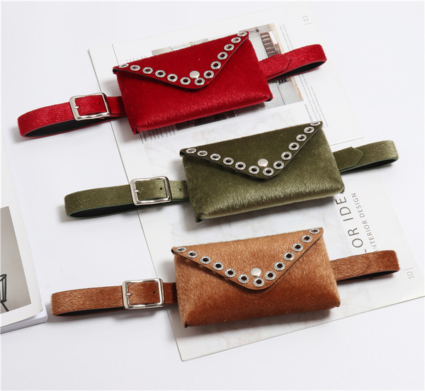 Modern női öv pénztárcával fém elemekkel több színben