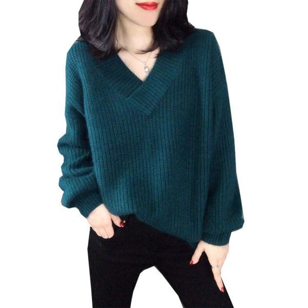 HIT Μοντέρνο γυναικείο πουλόβερ με ντεκολτέ σε σχήμα V