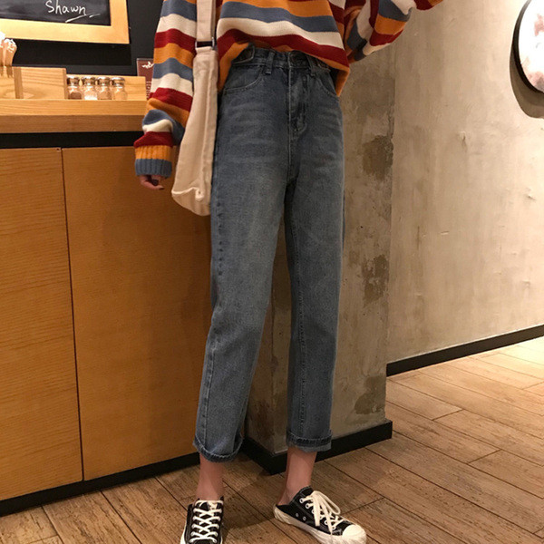 Női alkalmi farmer, magas derékkal