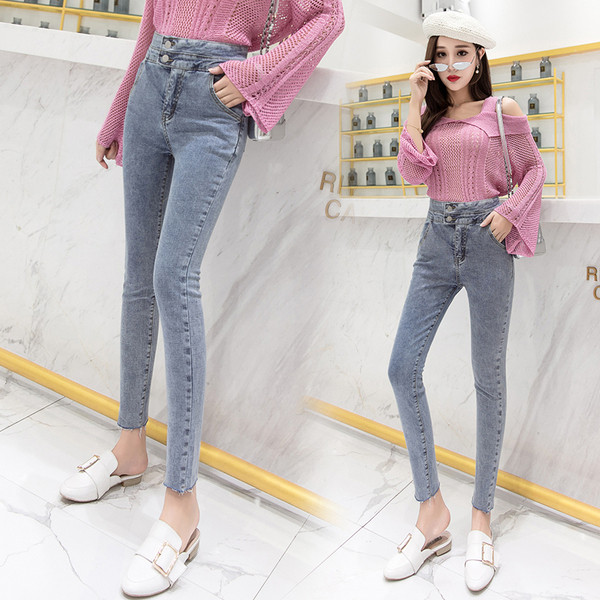 Női modern farmer Karcsú modell magas derékkal