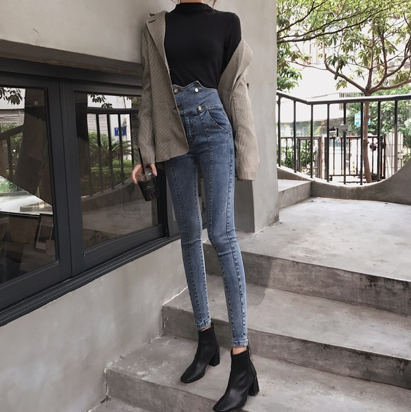 Alkalmi női farmer két színben, magas derékkal