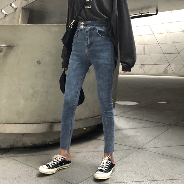 Alkalmi női farmer magas derékkal Karcsú modell két színben