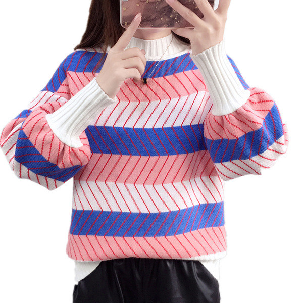 Stílusos női téli pulóver magas gallérral, négy színben