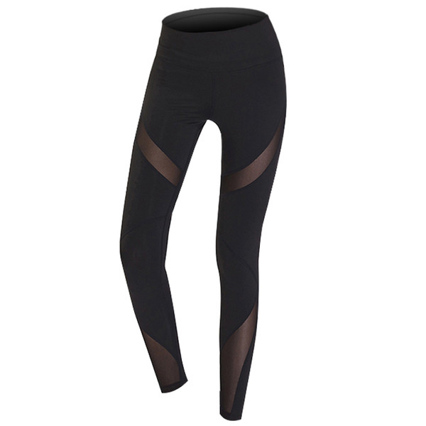 Rugalmas női leggings fekete színben hálóval