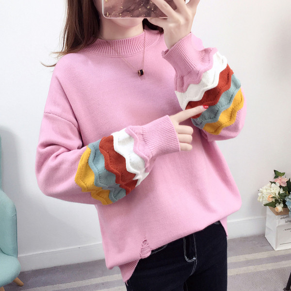 Női téli pulóver színes motívumokkal, öt színben
