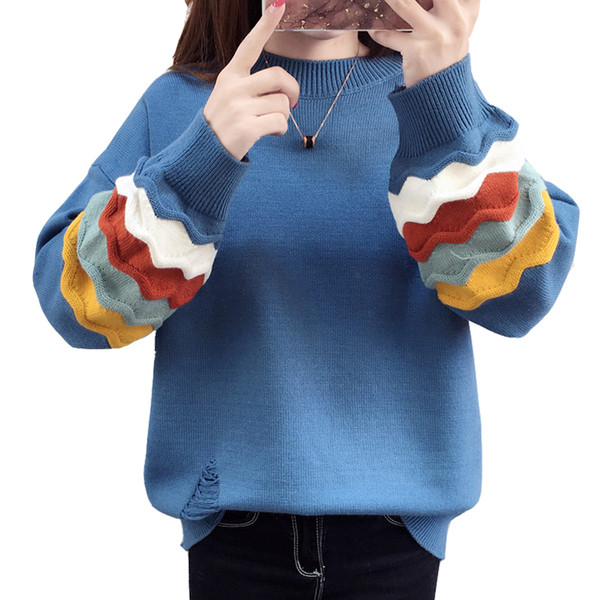 Női téli pulóver színes motívumokkal, öt színben