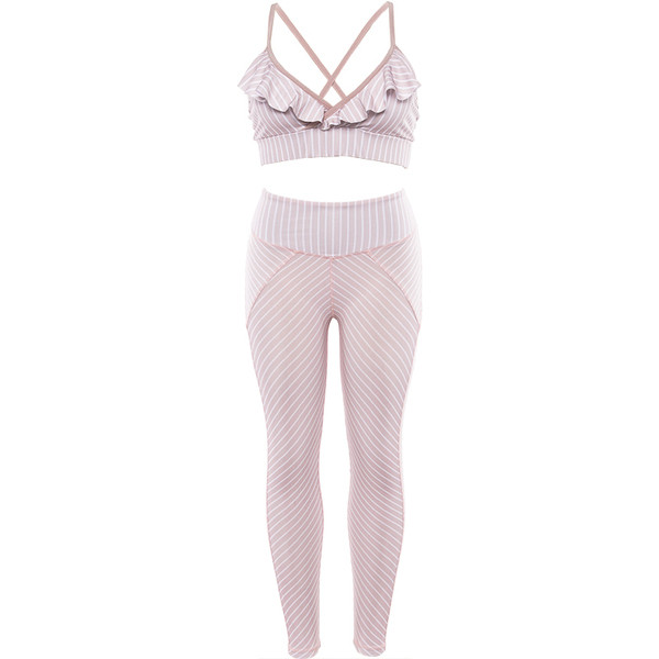 Női sport szett két rész csíkokkal