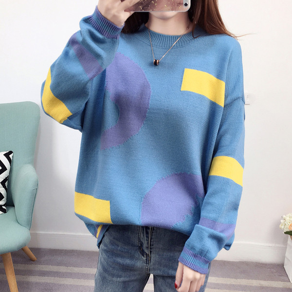 Modern női pulóver színes motívumokkal, több színben