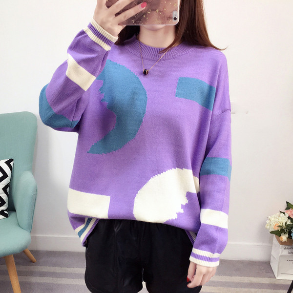 Modern női pulóver színes motívumokkal, több színben