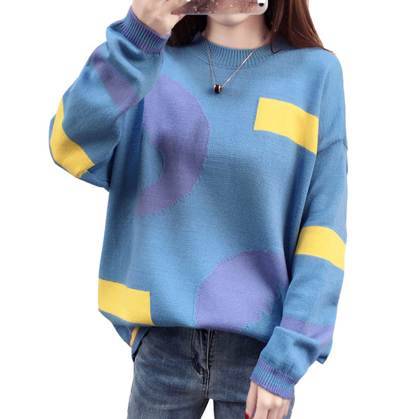 Modern női pulóver színes motívumokkal, több színben