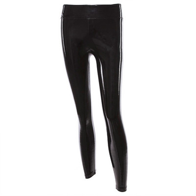 Női leggings eko bőrből lakkbőrrel fekete színben