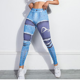 Női leggings, magas derékkal, farmert utánzóval