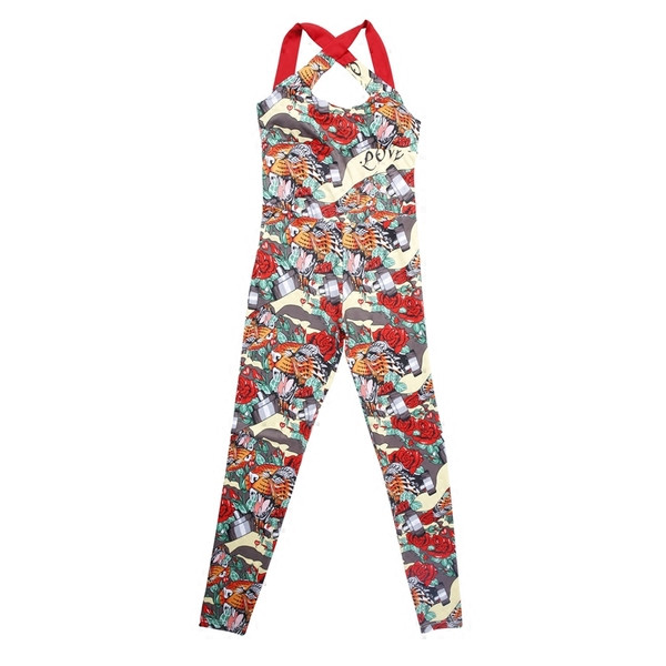 Színes női sportoverál, keresztpánttal