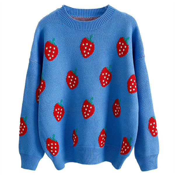 Hétköznapi női pulóver színes hímzéssel, hosszú mintával