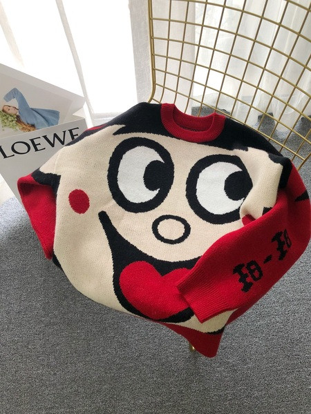 Modern női téli pulóver színes hímzéssel