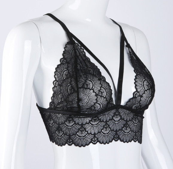Női csipke melltartó fekete színben