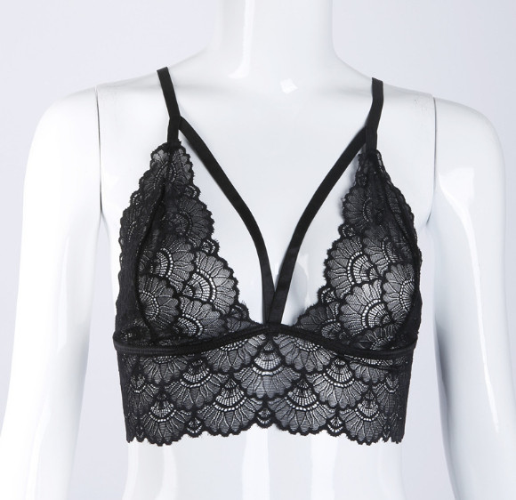 Női csipke melltartó fekete színben