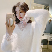 Modern női blúz csipke hosszú modellel, fehér színben