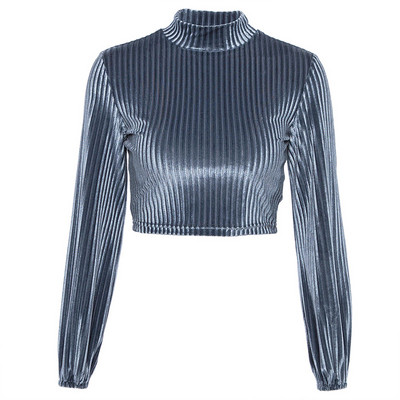 Stílusos rövid női blúz, hosszú ujjal