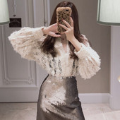 Stílusos női csipkeblúz fekete-fehér színben