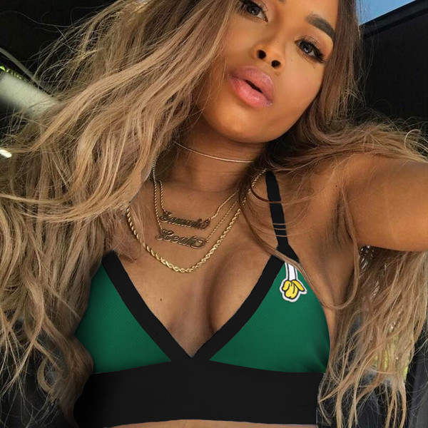 Női sportmelltartó zöld színben