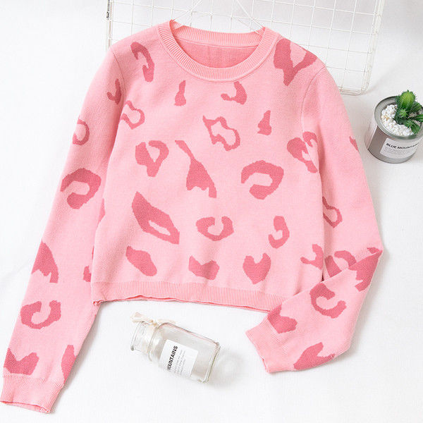 Modern női rövid modell pulóver O-nyakkal, három színben