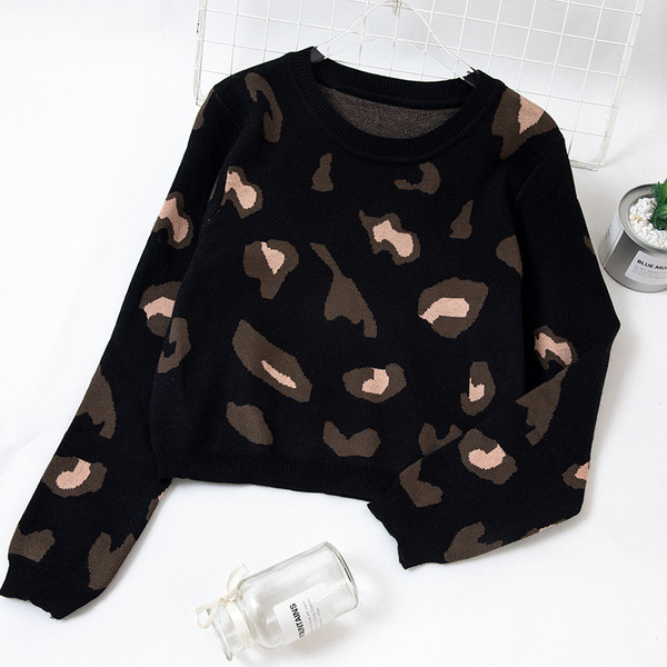 Modern női rövid modell pulóver O-nyakkal, három színben