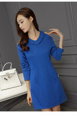 Κομψό γυναικείο  φόρεμα με μακριά μανίκια σε μπλε χρώμα