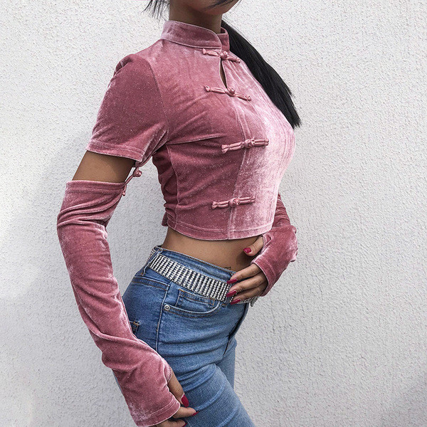 Μοντέρνα γυναικεία  μπλούζα κοντομάνικη σε ροζ χρώμα