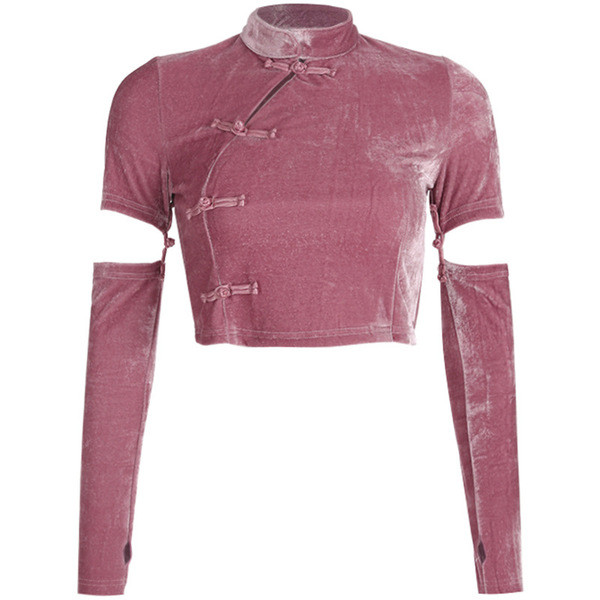 Μοντέρνα γυναικεία  μπλούζα κοντομάνικη σε ροζ χρώμα