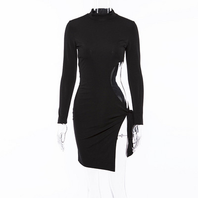 Női hosszú ujjú ruha fekete-fehér színben