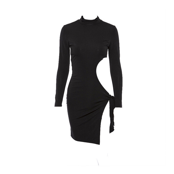 Női hosszú ujjú ruha fekete-fehér színben