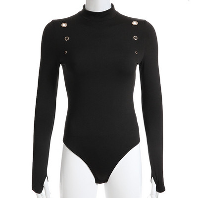 Γυναικείο κορμάκι με  μακρύ μανίκια σε μαύρο και άσπρο χρώμα