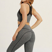 Αθλητικό γυναικείο σετ κολάν και μπουστάκι σε γκρι χρώμα