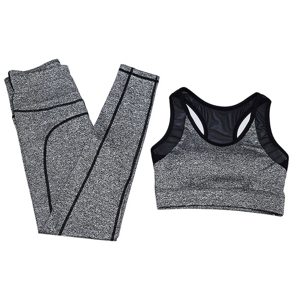 Αθλητικό γυναικείο σετ κολάν και μπουστάκι σε γκρι χρώμα