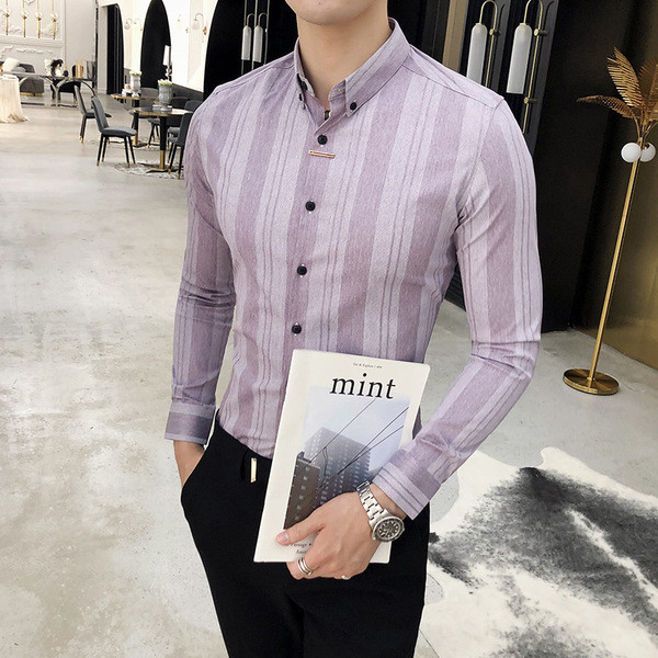 Férfi csíkos ingmodell-Slim három színben